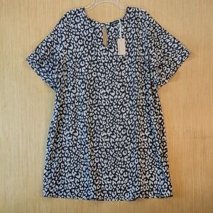 Capsule Womens Leopard Animal Print Lightweight Shift Dress 18 Black White‎ NWT